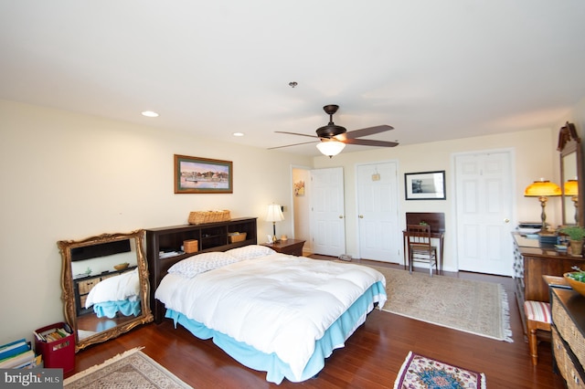 304 Academy St Unit 202, Cambridge, MD 21613 - bedroom with wood finished floors, recessed lighting, and a ceiling fan