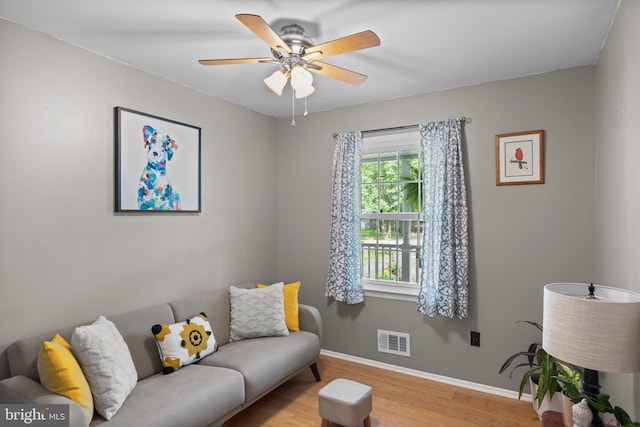 12 Pamela Ct, Jackson, NJ 08527 - living area with wood finished floors, baseboards, and a ceiling fan