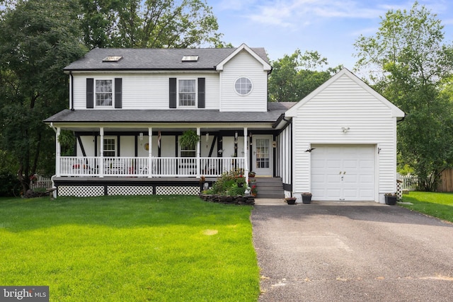 12 Pamela Ct, Jackson, NJ 08527 - view of front of home featuring an attached garage, covered porch, asphalt driveway, and a shingled roof