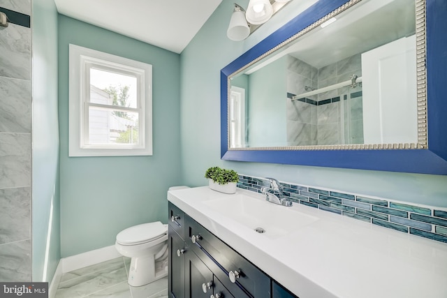 8808 Edmonston Rd, College Park, MD 20740 - bathroom with marble finish flooring, vanity, and a stall shower
