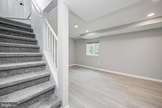 8808 Edmonston Rd, College Park, MD 20740 - staircase with recessed lighting and wood finished floors