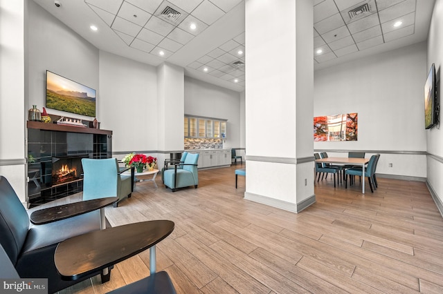 901 N Penn St Unit F1006, Philadelphia, PA 19123 - common area featuring a paneled ceiling, a towering ceiling, and recessed lighting