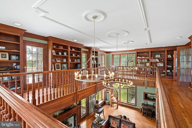 1214 Hunt Seat Dr, Lower Gwynedd, PA 19002 - stairway with a chandelier, wood finished floors, and recessed lighting