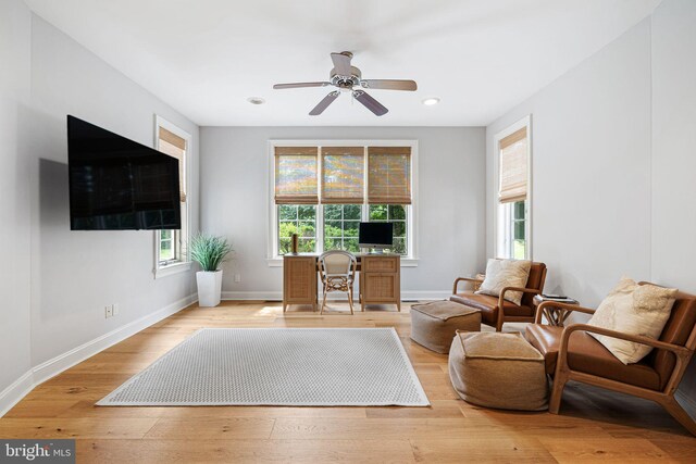 1214 Hunt Seat Dr, Lower Gwynedd, PA 19002 - sitting room with ceiling fan, wood finished floors, and recessed lighting