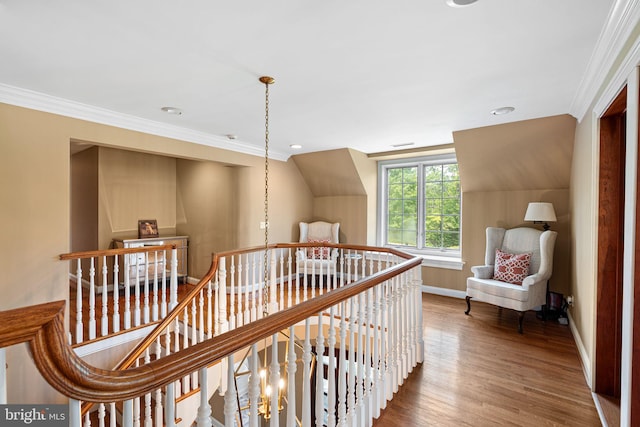 1214 Hunt Seat Dr, Lower Gwynedd, PA 19002 - corridor featuring an upstairs landing, ornamental molding, wood finished floors, and recessed lighting