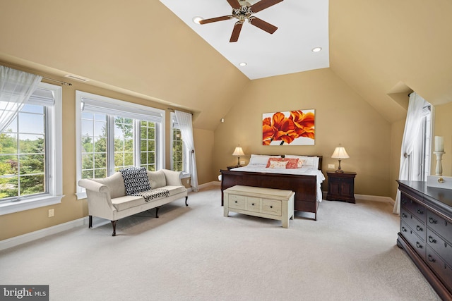 1214 Hunt Seat Dr, Lower Gwynedd, PA 19002 - bedroom featuring lofted ceiling, light colored carpet, and ceiling fan
