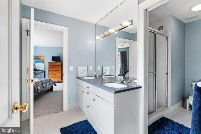 1214 Hunt Seat Dr, Lower Gwynedd, PA 19002 - full bathroom with ensuite bathroom, tile patterned flooring, double vanity, and a stall shower