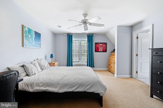 1214 Hunt Seat Dr, Lower Gwynedd, PA 19002 - bedroom featuring light carpet, a ceiling fan, and vaulted ceiling