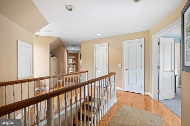 1214 Hunt Seat Dr, Lower Gwynedd, PA 19002 - hall featuring an upstairs landing, light wood finished floors, and recessed lighting
