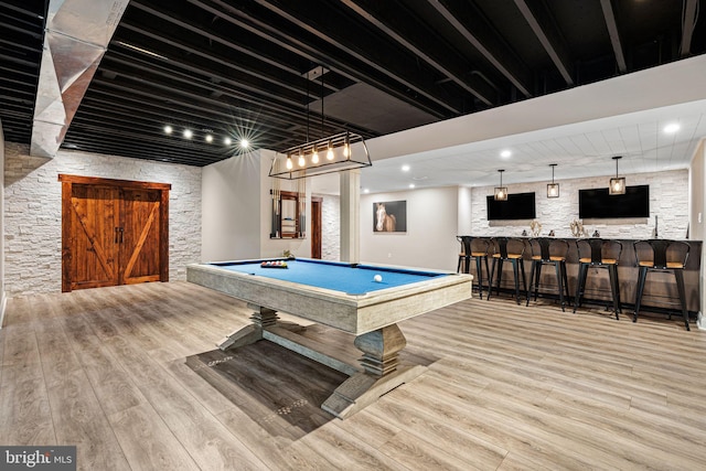1214 Hunt Seat Dr, Lower Gwynedd, PA 19002 - playroom with wood finished floors, billiards table, and wet bar