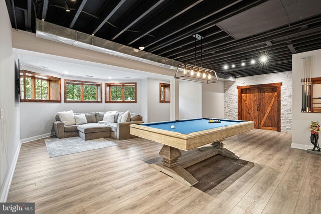 1214 Hunt Seat Dr, Lower Gwynedd, PA 19002 - playroom with wood finished floors, billiards, and healthy amount of natural light