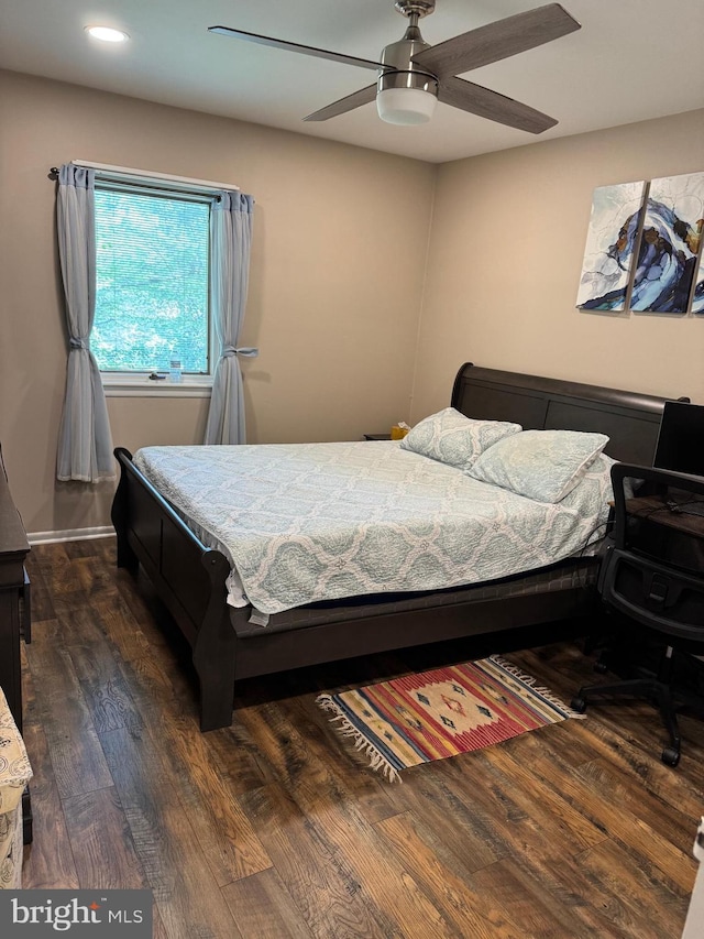 100 Campbell Cir Unit D33, Downingtown, PA 19335 - bedroom with wood finished floors, a ceiling fan, and recessed lighting