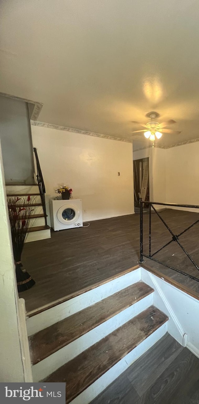 1206 Lakeshore Dr, Camden, NJ 08104 - stairs featuring wood finished floors and ceiling fan