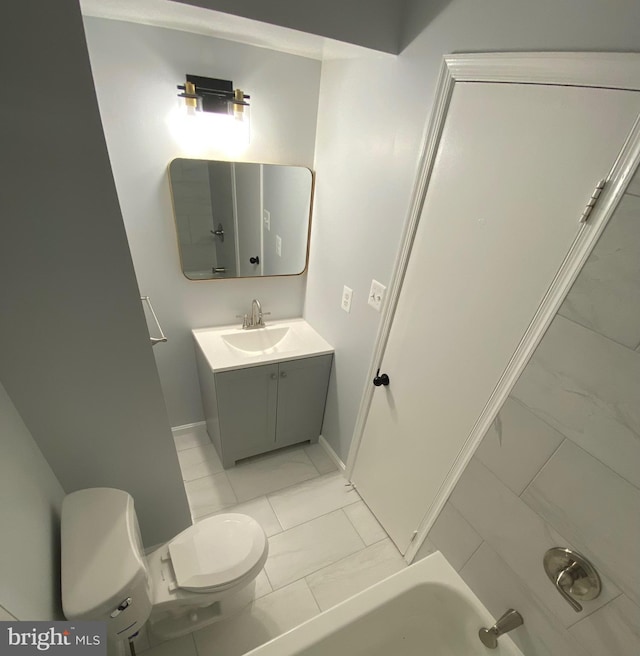 3200 Foothill St, Woodbridge, VA 22192 - full bath with marble finish floors, toilet, vanity, and baseboards