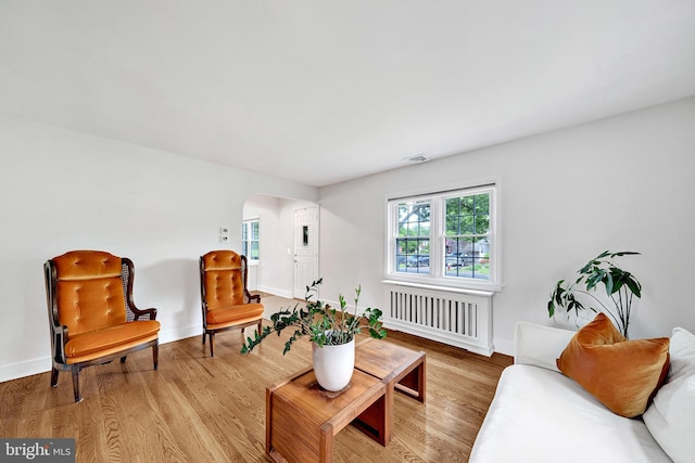 10 Shaw Dr, Kingston, NJ 08528 - living area featuring arched walkways and wood finished floors