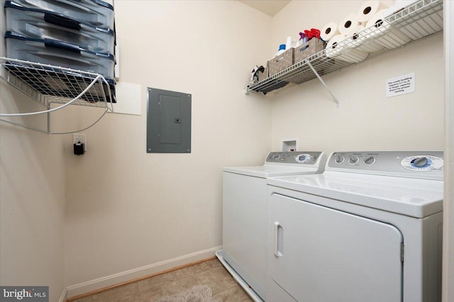 8607 Wintergreen Ct Unit 204, Odenton, MD 21113 - laundry area with electric panel, baseboards, and washing machine and clothes dryer