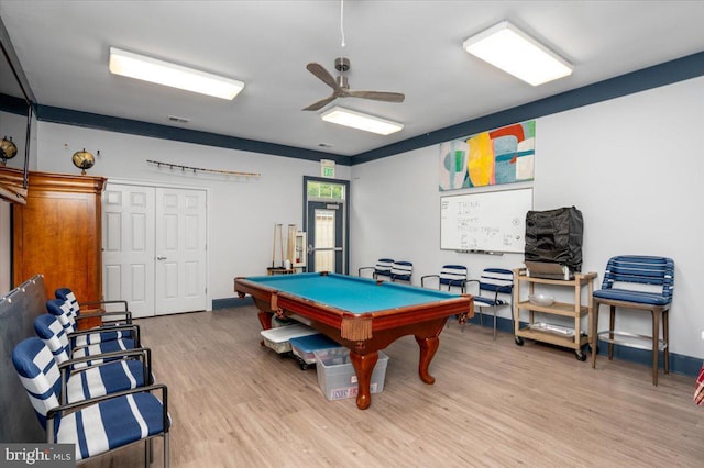 8607 Wintergreen Ct Unit 204, Odenton, MD 21113 - rec room with wood finished floors, pool table, and ceiling fan