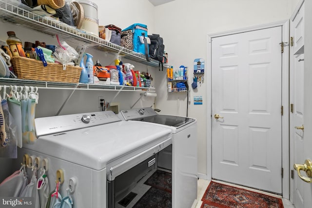128 Rowan Ct, Manahawkin, NJ 08050 - laundry area featuring washing machine and clothes dryer and light tile patterned floors