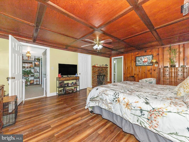 15809 Mount Everest Ln, Silver Spring, MD 20906 - bedroom with coffered ceiling, wood finished floors, and wood ceiling