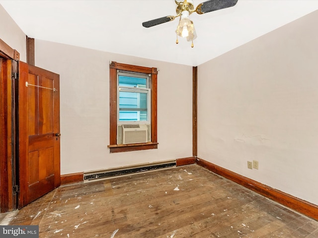 526 W Potomac St, Brunswick, MD 21716 - empty room with a baseboard radiator, hardwood / wood-style floors, a ceiling fan, and cooling unit