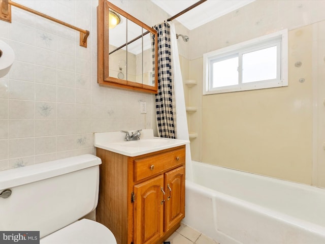 526 W Potomac St, Brunswick, MD 21716 - bathroom featuring shower / bath combination with curtain, vanity, and tile patterned floors