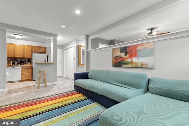 4555 Macarthur Blvd NW Unit G5, Washington, DC 20007 - living area with recessed lighting, a ceiling fan, and light wood-type flooring