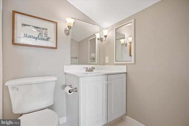 931 Oyster Bay Pl, Solomons, MD 20688 - half bathroom with vanity and vaulted ceiling