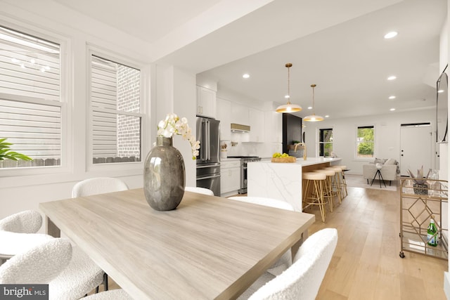 4327 2nd St NW, Washington, DC 20011 - dining room featuring light wood finished floors and recessed lighting