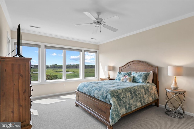 38336 Ocean Vista Dr Unit 1098, Selbyville, DE 19975 - bedroom featuring carpet, crown molding, and a ceiling fan