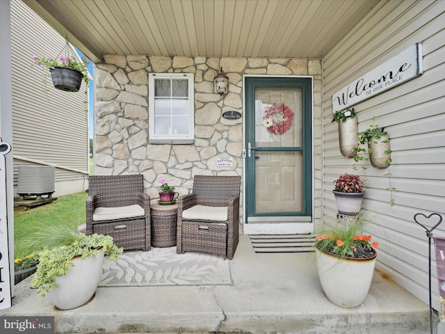 2 Marsha Dr, Cressona, PA 17929 - doorway to property featuring stone siding and a porch