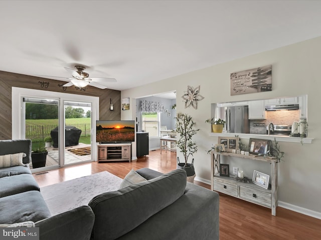 2 Marsha Dr, Cressona, PA 17929 - living area featuring ceiling fan and wood finished floors