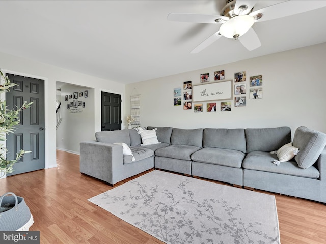 2 Marsha Dr, Cressona, PA 17929 - living room with light wood-style flooring and ceiling fan