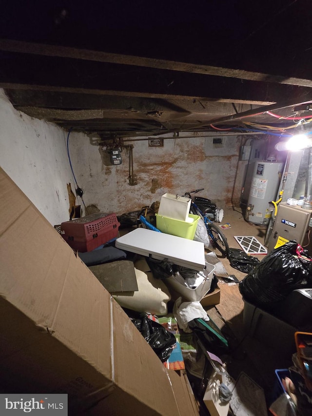 2513 W Sergeant St, Philadelphia, PA 19132 - unfinished basement with gas water heater and gas meter