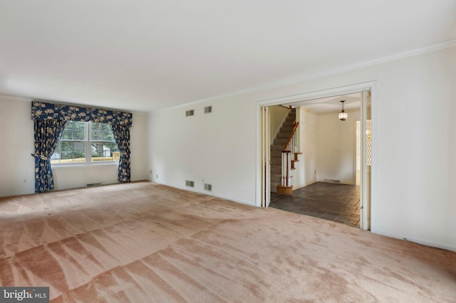 3 Lisa Ct, Elkton, MD 21921 - empty room with stairs, ornamental molding, carpet flooring, and stone finish floors