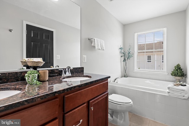 42806 Longworth Ter, Chantilly, VA 20152 - full bathroom with double vanity, a garden tub, and tile patterned floors