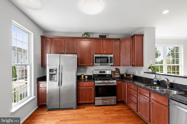 42806 Longworth Ter, Chantilly, VA 20152 - kitchen with appliances with stainless steel finishes, plenty of natural light, light wood-style flooring, and recessed lighting