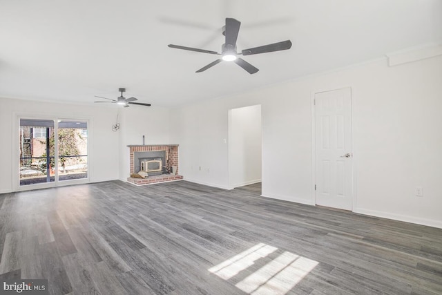 5917 Linthicum Ln, Linthicum Heights, MD 21090 - unfurnished living room featuring ceiling fan, wood finished floors, and ornamental molding