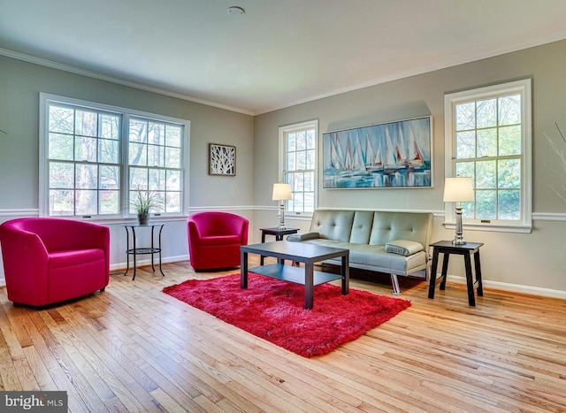 5304 Kings Park Dr, Springfield, VA 22151 - living area featuring hardwood / wood-style flooring and ornamental molding