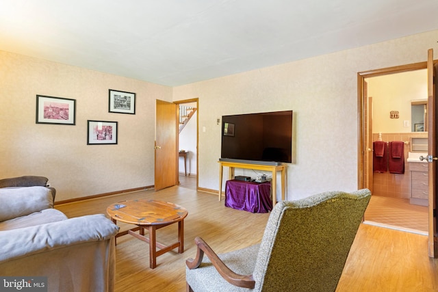 1540 Davidson Rd, Abington, PA 19001 - living area featuring wood finished floors and baseboards