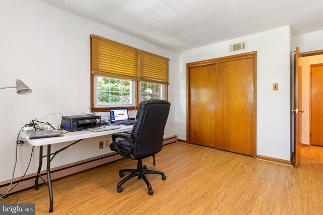 1540 Davidson Rd, Abington, PA 19001 - home office featuring light wood-style floors and a baseboard radiator