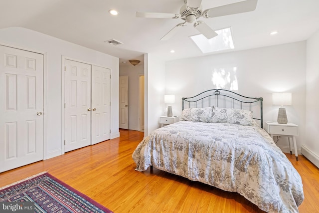1540 Davidson Rd, Abington, PA 19001 - bedroom with a skylight, wood finished floors, recessed lighting, and a ceiling fan