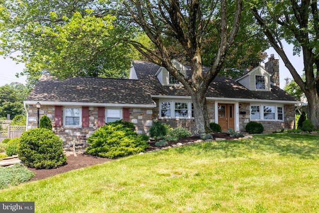 1540 Davidson Rd, Abington, PA 19001 - cape cod house featuring stone siding, a chimney, and a shingled roof