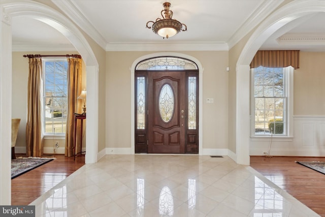 2573 Muirfield Way, Lansdale, PA 19446 - tiled entrance foyer with plenty of natural light, arched walkways, and ornamental molding