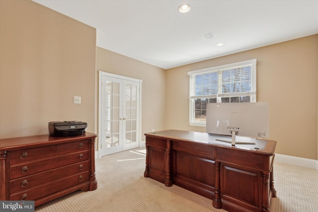 2573 Muirfield Way, Lansdale, PA 19446 - home office with light carpet, french doors, and recessed lighting