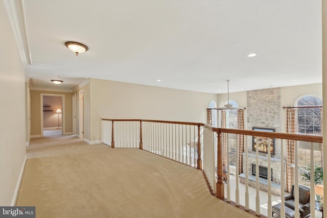 2573 Muirfield Way, Lansdale, PA 19446 - hallway with light carpet, crown molding, and recessed lighting