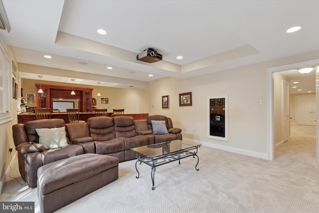 2573 Muirfield Way, Lansdale, PA 19446 - living area featuring light colored carpet, recessed lighting, and a raised ceiling