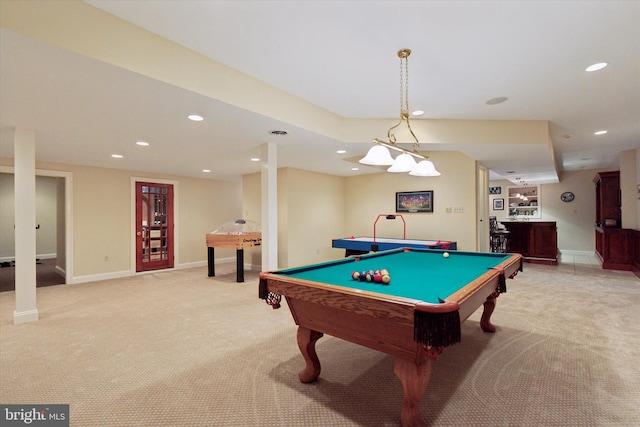 2573 Muirfield Way, Lansdale, PA 19446 - playroom with light colored carpet, recessed lighting, pool table, and bar