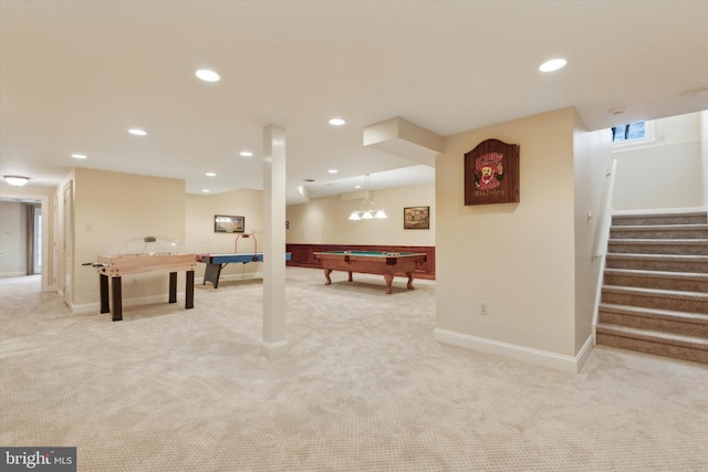 2573 Muirfield Way, Lansdale, PA 19446 - game room featuring light carpet, billiards, and recessed lighting