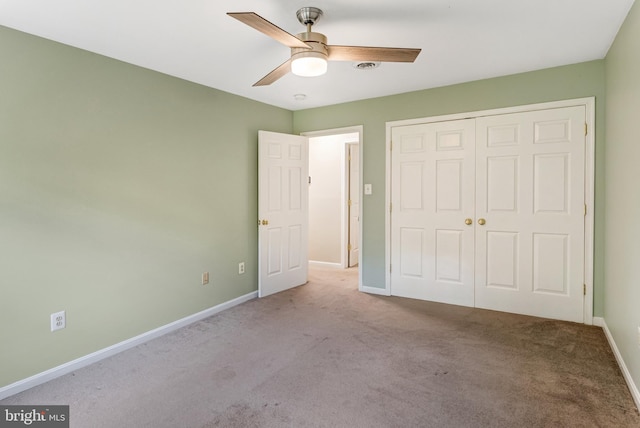 244 Marsden Heights Rd, Linden, VA 22642 - unfurnished bedroom with carpet, baseboards, a closet, and ceiling fan