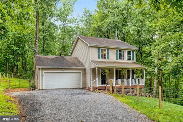 244 Marsden Heights Rd, Linden, VA 22642 - view of front of home featuring a porch, an attached garage, and gravel driveway